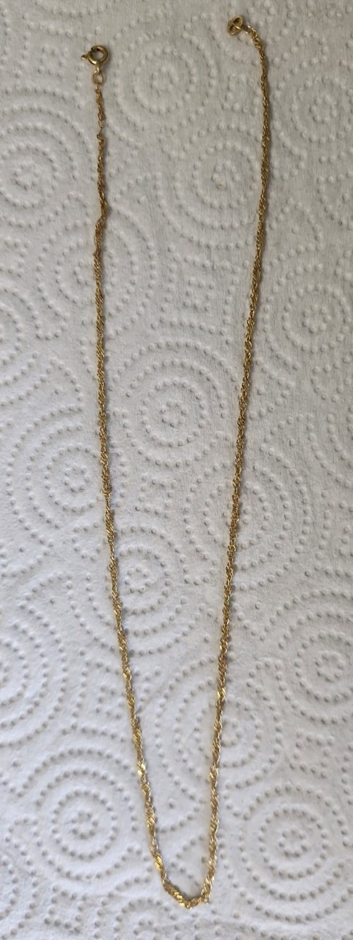Vtg UNOAERRE 14k Gold Singapore Chain Necklace Italy 1AR 2g 16in Lgth Ships Free