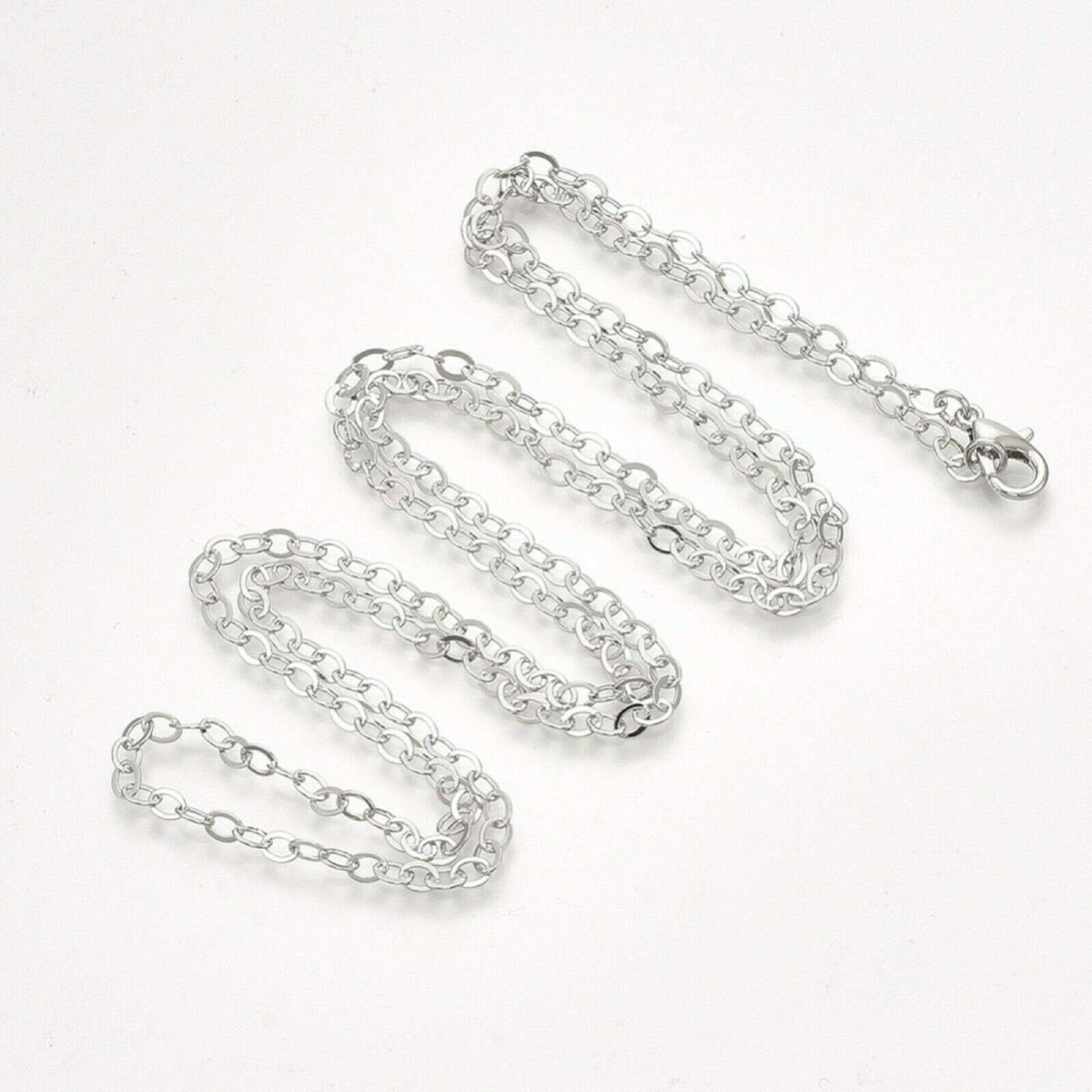 Brass Cable Chain Necklace Making with Lobster Claw Clasps Platinum.32″(81.5cm)