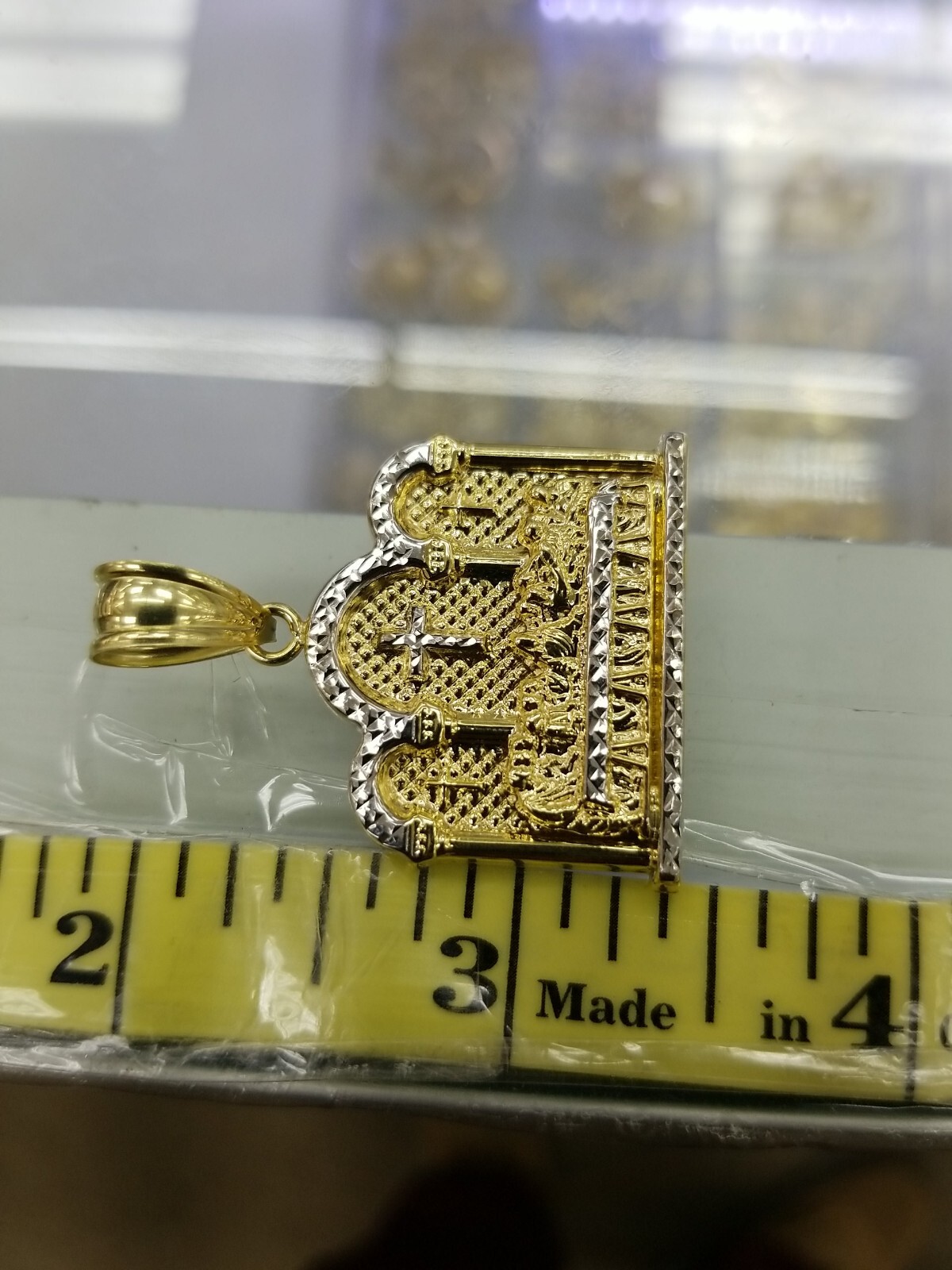 10KT Gold Last supper 2Tone pendant 6mm Bail 100% genuine Gold, New 4.3 grm