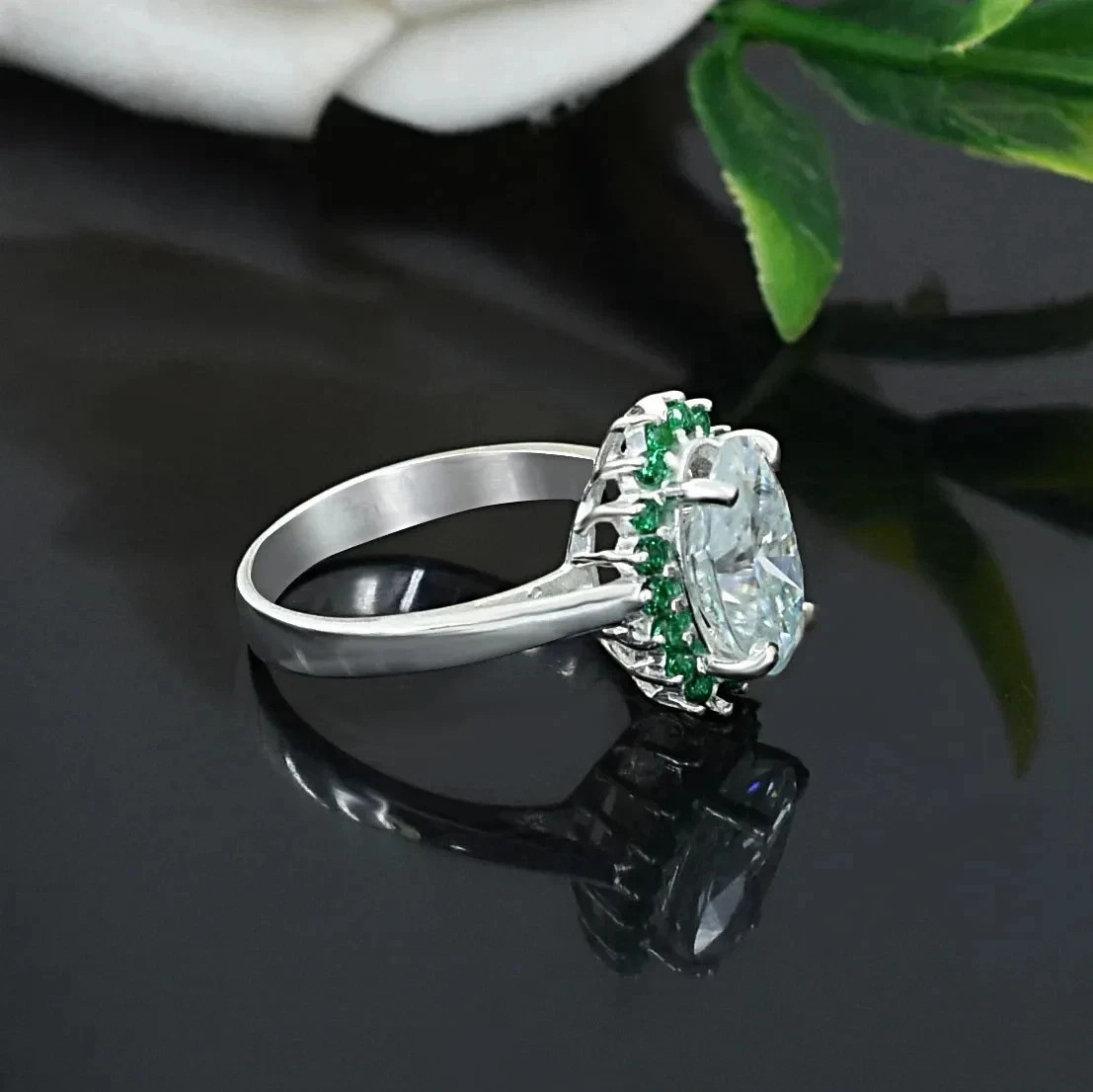 Rare 2.50Ct Oval Cut Moissanite Solitaire Ring 14k White Gold Plated