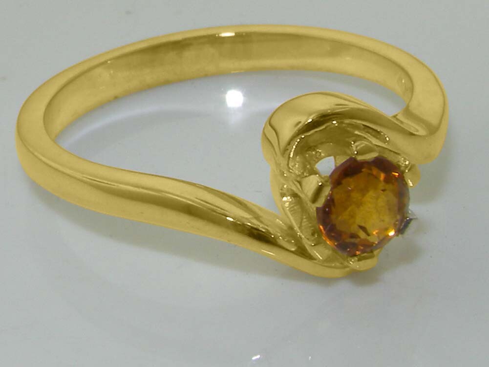 18k Yellow Gold Natural Citrine Womens Solitaire Ring – Sizes 4 to 12