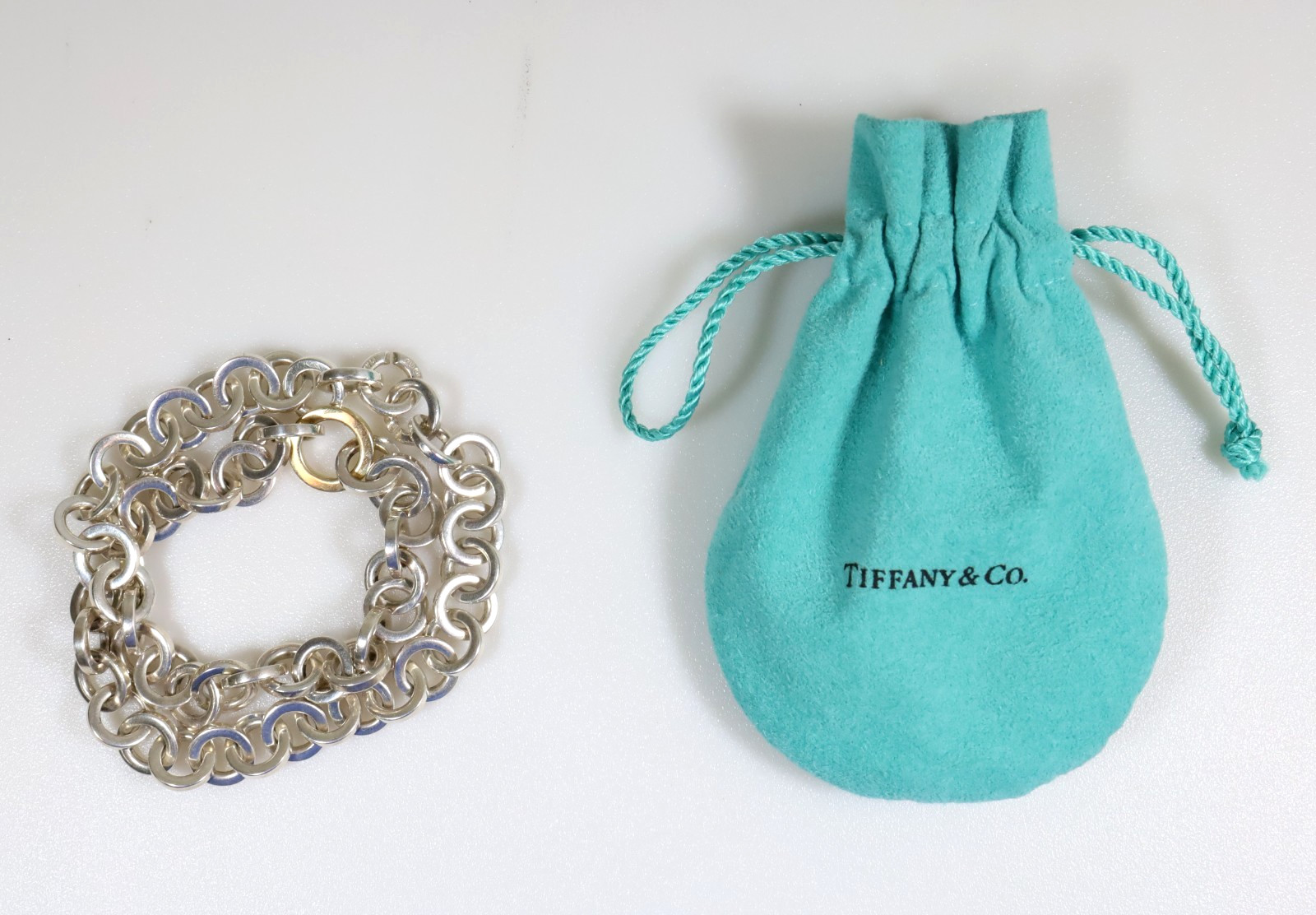Authentic Vintage Tiffany & Co. 925 Silver 18K Yellow Gold Link Necklace 16″