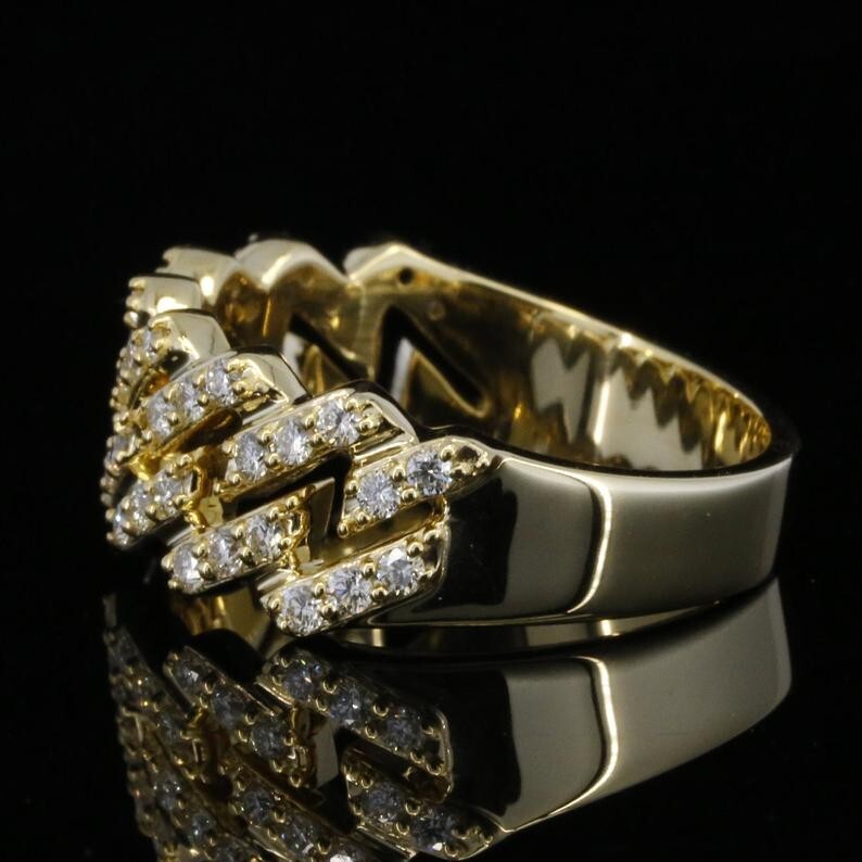 Delightful Engagement Ring 2CT Simulated Diamond Cuban Link Ring 14K Gold Plated