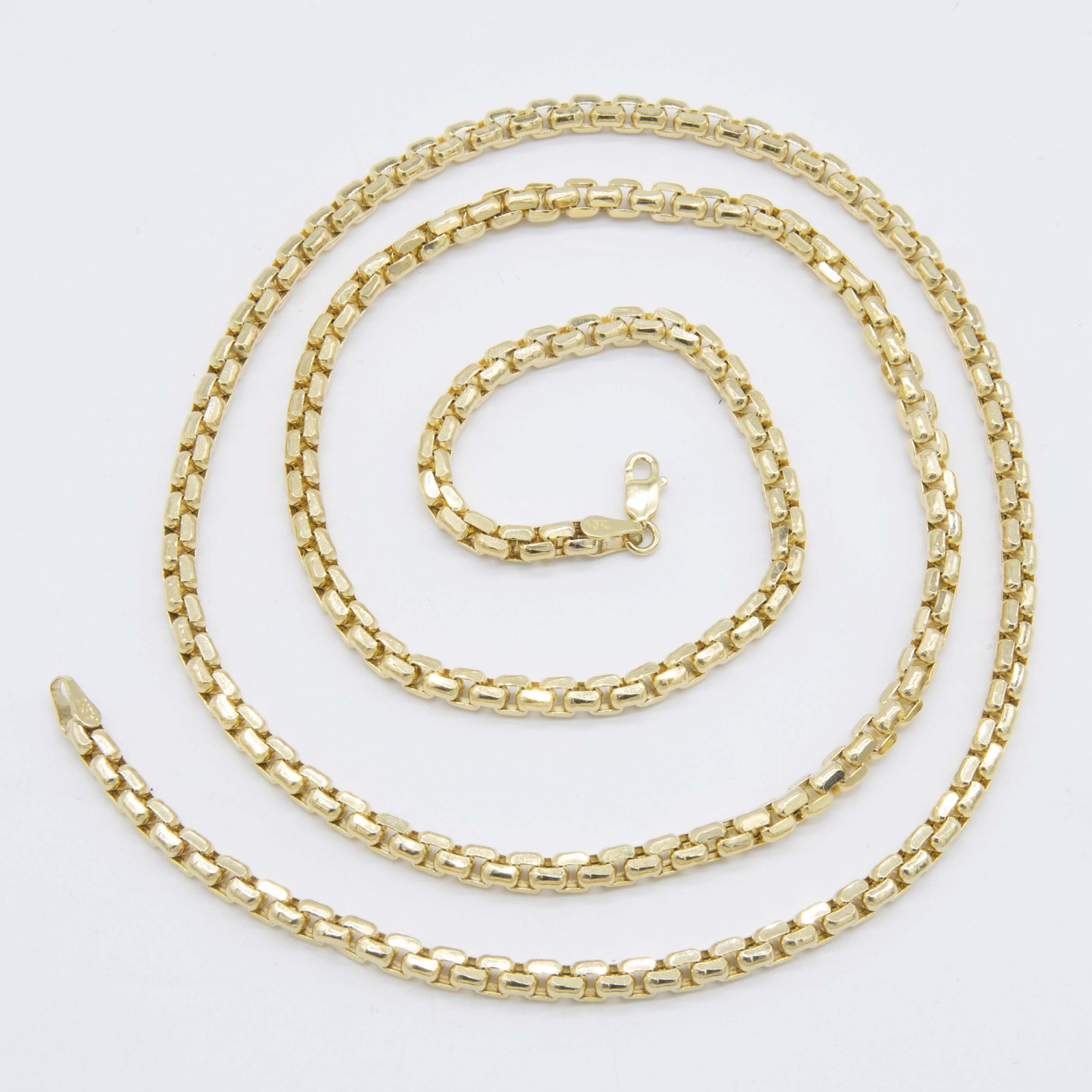 3.5mm Round Box Link Chain Necklace Real 10K Yellow Gold All Sizes