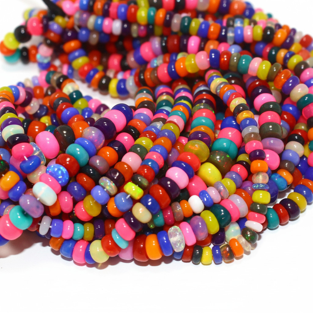 Multi Color Opal Beads Strand 4-5mm Rondelle Gemstone 16 Inch Jewelry Making