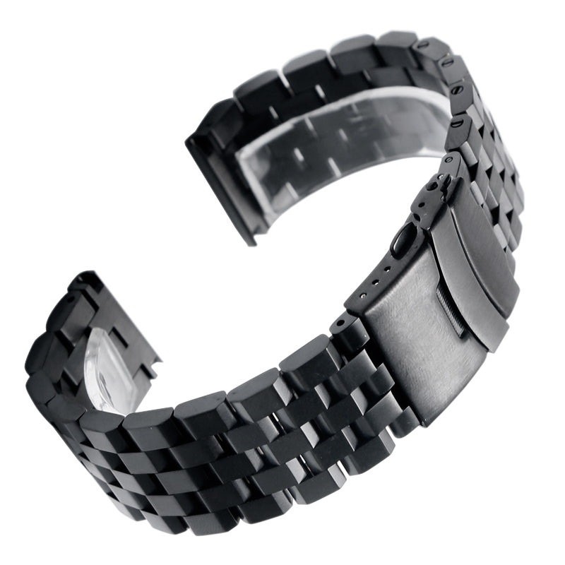 Black 24mm Width Watch Band Strap Bracelet Link Solid Watchband Replacement-