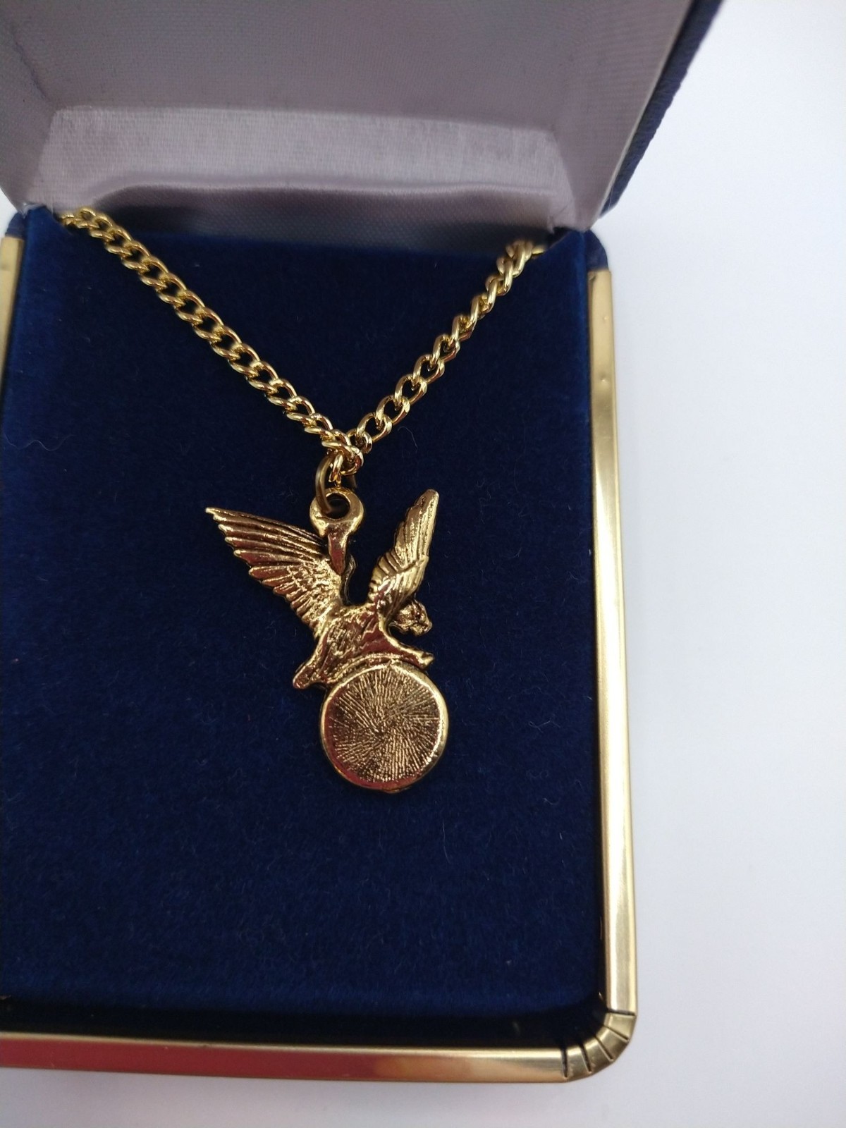 Gold-Tone Eagle Coin Pendant Necklace With Chain In Sir Lancelot Box