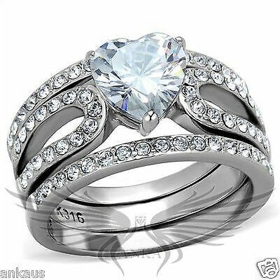 Brilliant 1.7Ct Heart Shaped Cubic Zircon CZ AAA Wedding Set 5 6 7 8 9 10 Tk2041