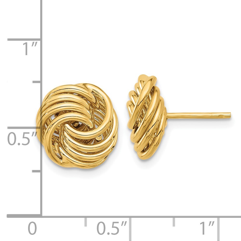 11.4mm 14K Yellow Gold Polished Love Knot Post Earrings TF2342