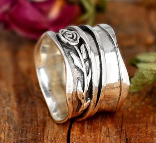 Solid 925 Sterling Spinner Band & Statement Ring Handmade Jewelry Ring All Size