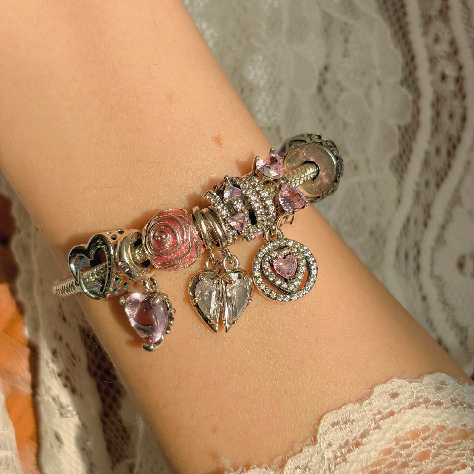 PANDORA Sparkling Triple Halo Hearts Charm, #791161C01, Mother’s Day Gift