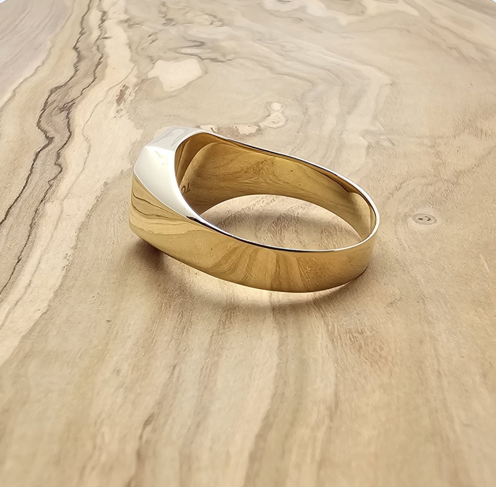 Ring – Signet Ring – Size 70 – 585/- Gold 14 Karat – 4.90 Grams – Tiger Eye