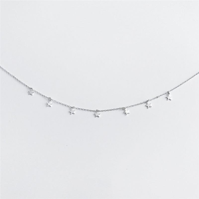 Star Charm Choker Necklace Clavicle Chain Silver Metal Collar Jewelry Gift