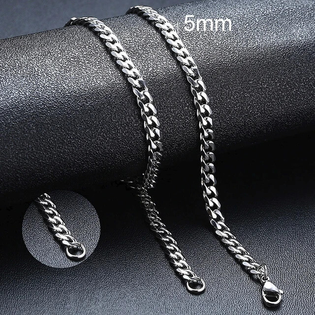 Cuban Chain Necklace for Men Women, Stainless Steel Necklace, Fashion Jewelry