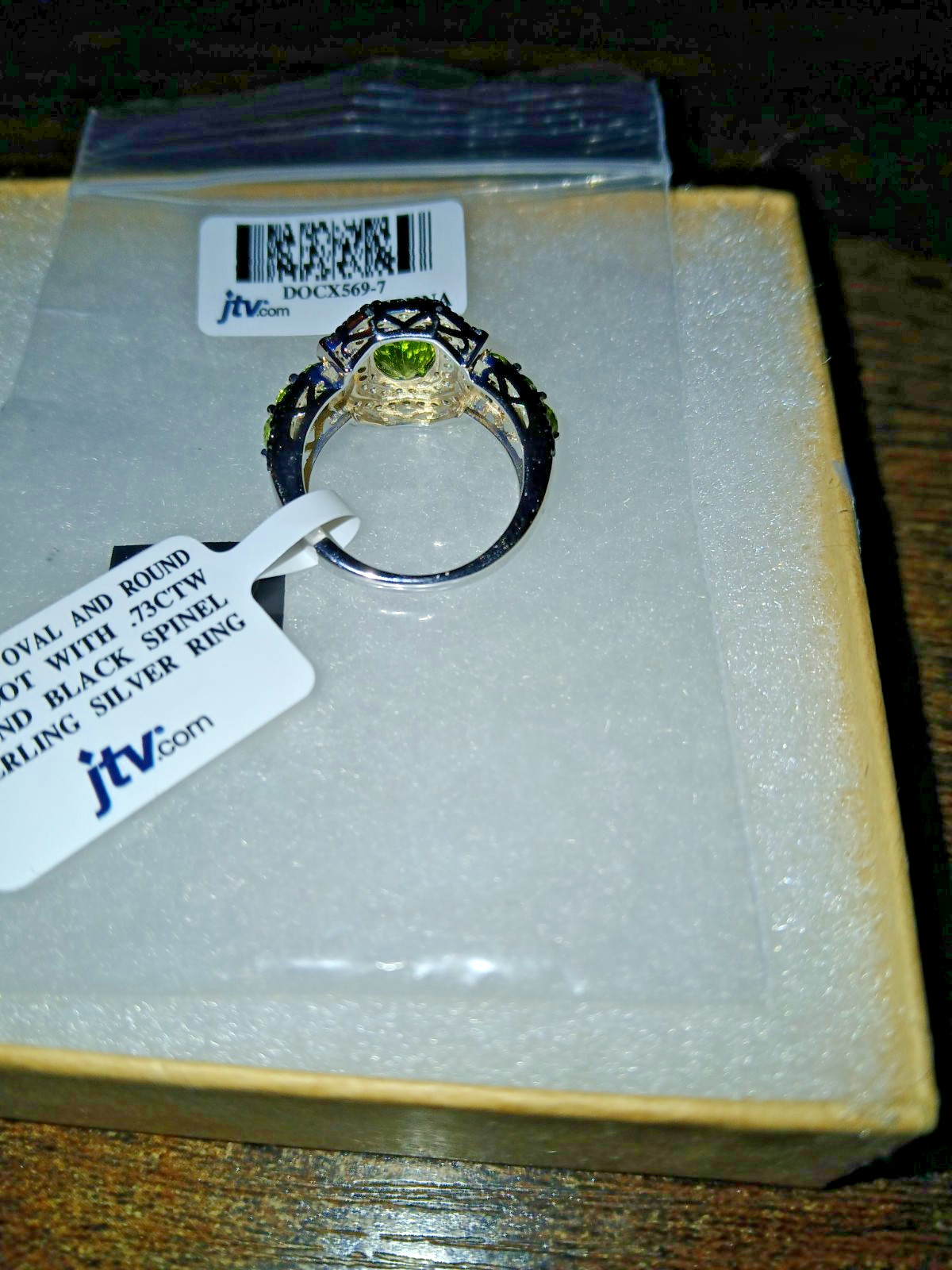GREEN PERIDOT BLACK SPINEL RHODIUM OVER STERLING SILVER RING 3.45CTW SIZE 7 NWT