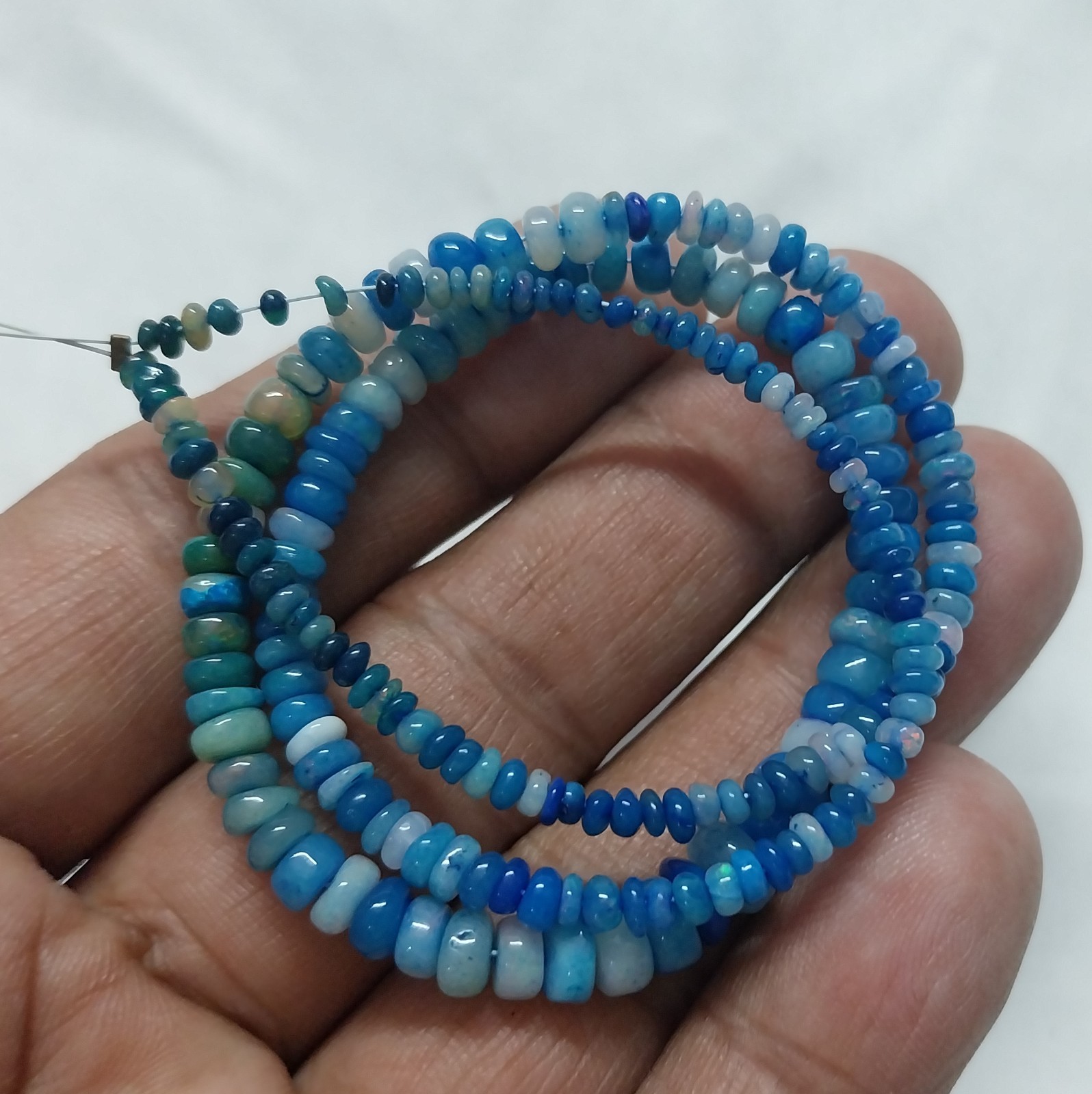 35 Carat 3 to 6.5 MM Natural Smoked Multi Color Smooth Opal 16 inch Necklace