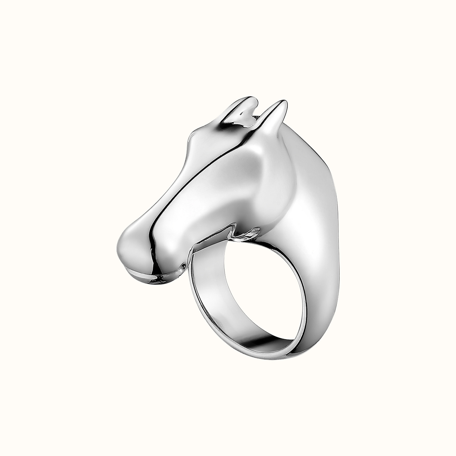 HERMES GALOP Horse Head Ring LARGE Model Sterling Silver US 6-6.25 (Hermes 52)