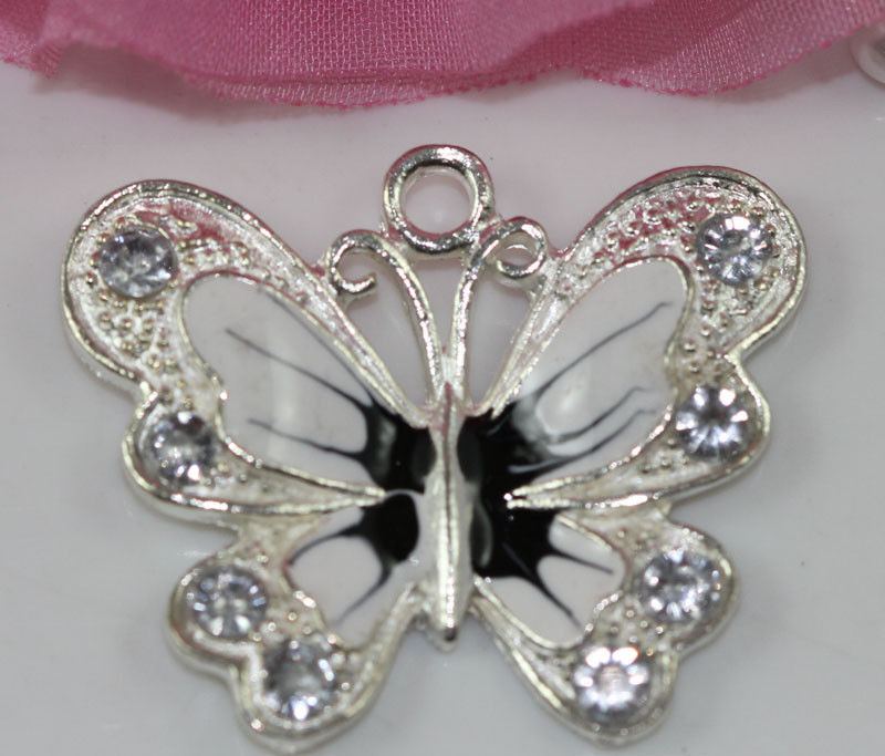 10Pcs Multicoloured Enamel Animal Butterfly Pendant Charms For Necklace 21.5MM