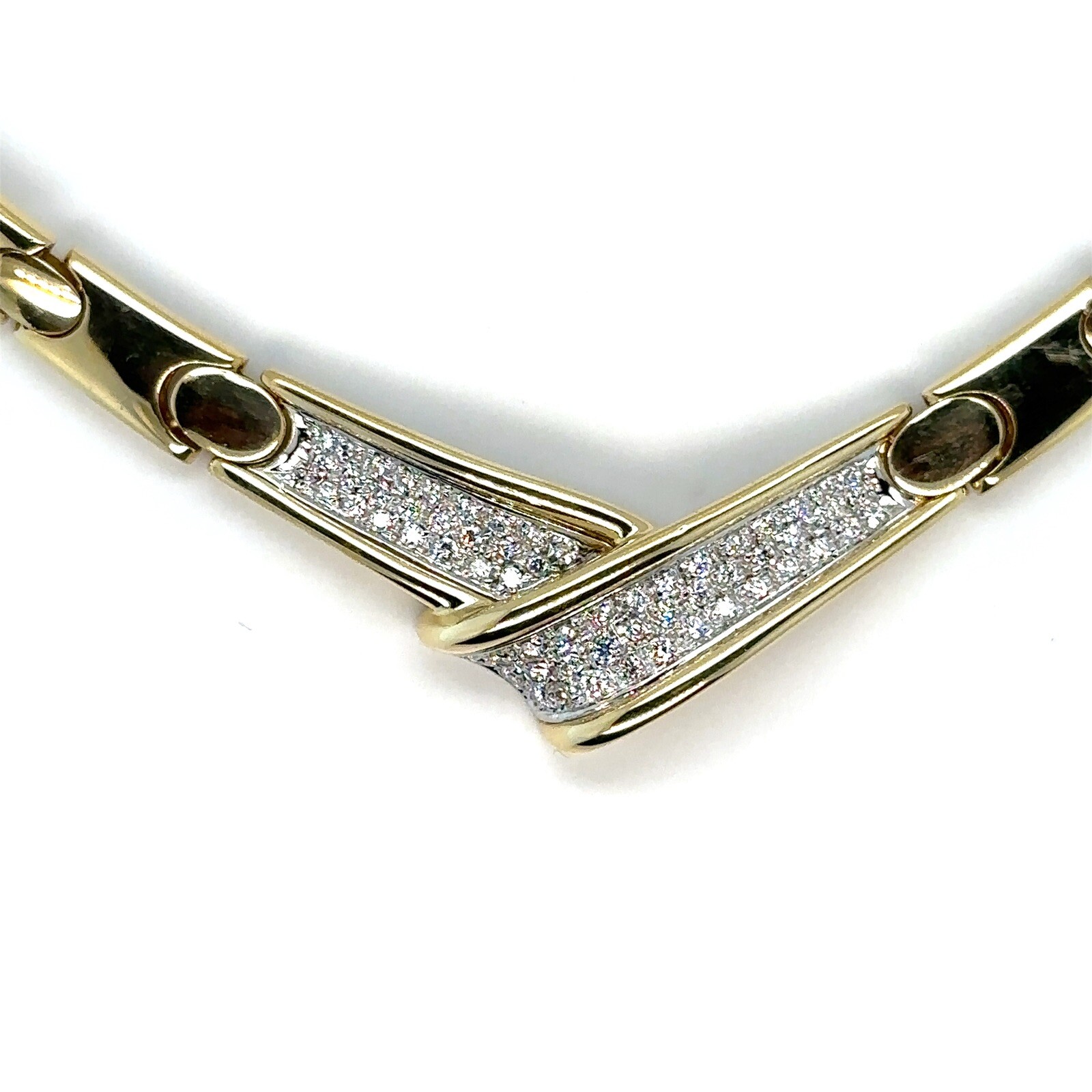 LEO PIZZO 18k Yellow Gold Diamond Necklace 45 Grams 1.55 Carat 16”