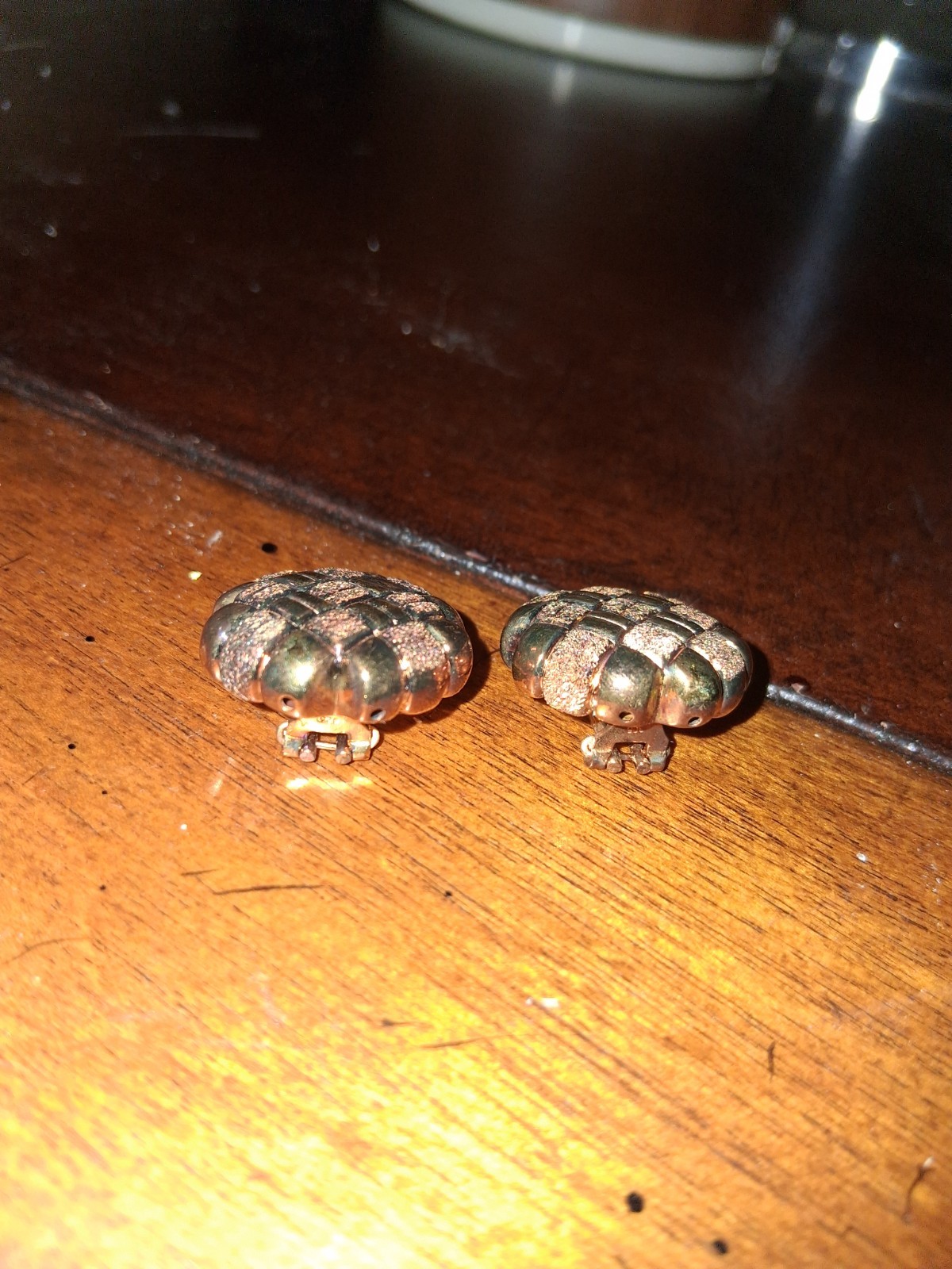 **VERONESE GOLD VERMEIL BASKET WEAVE CLIP EARRINGS**~Sterling Silver~10 Grams