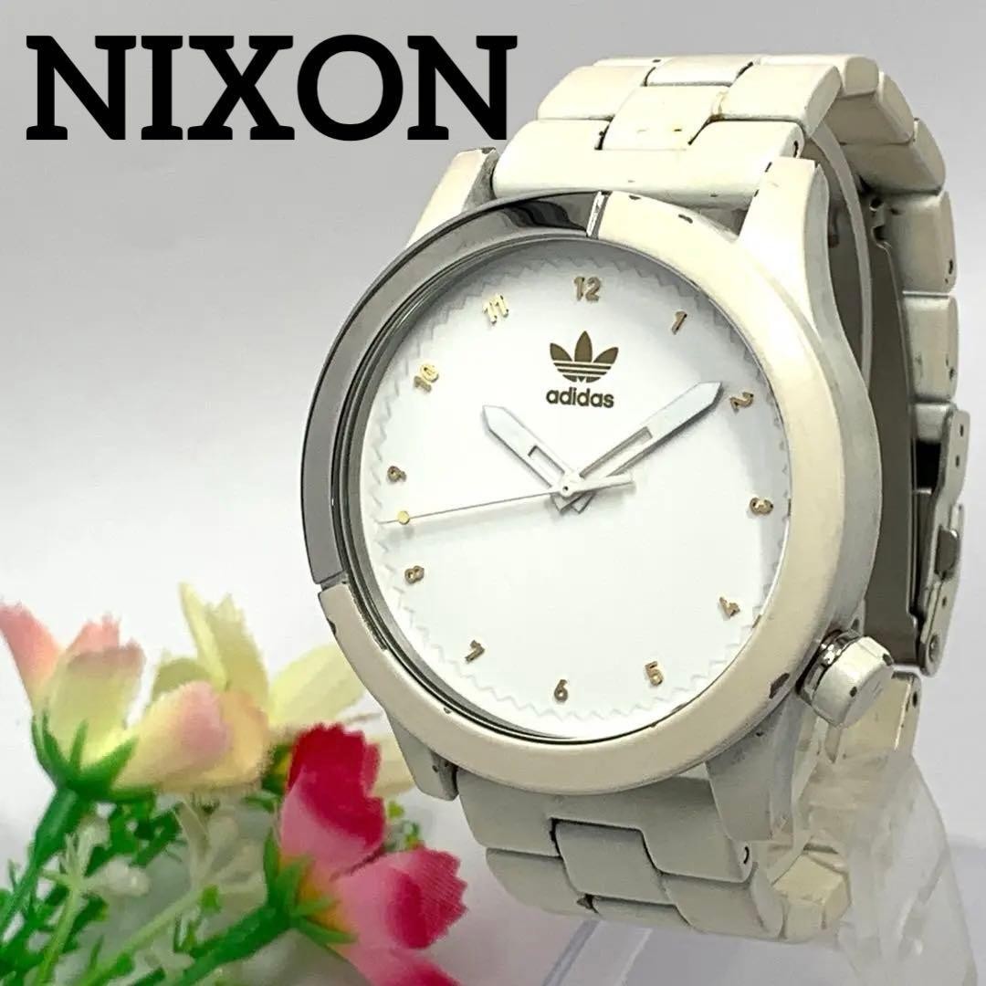 127 cleaned working NIXON men’s watch NIXON adidas white rotating bezel screw pa