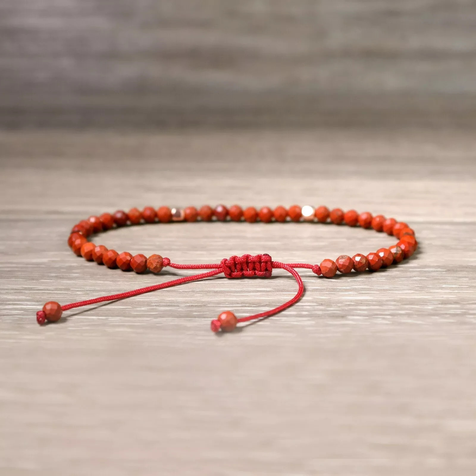 Natural Red Jasper Stone Bracelet 3mm Beaded Crystal Gemstone Unisex Bracelet