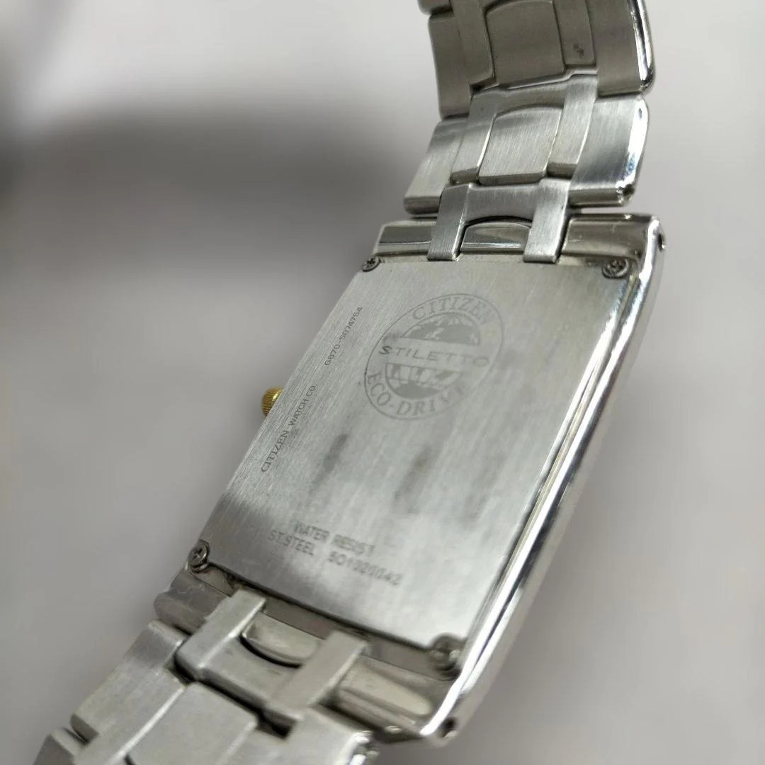CITIZEN Eco-drive Solar Mens Watch Stainless Steel Silver Gold Black Dial Tested