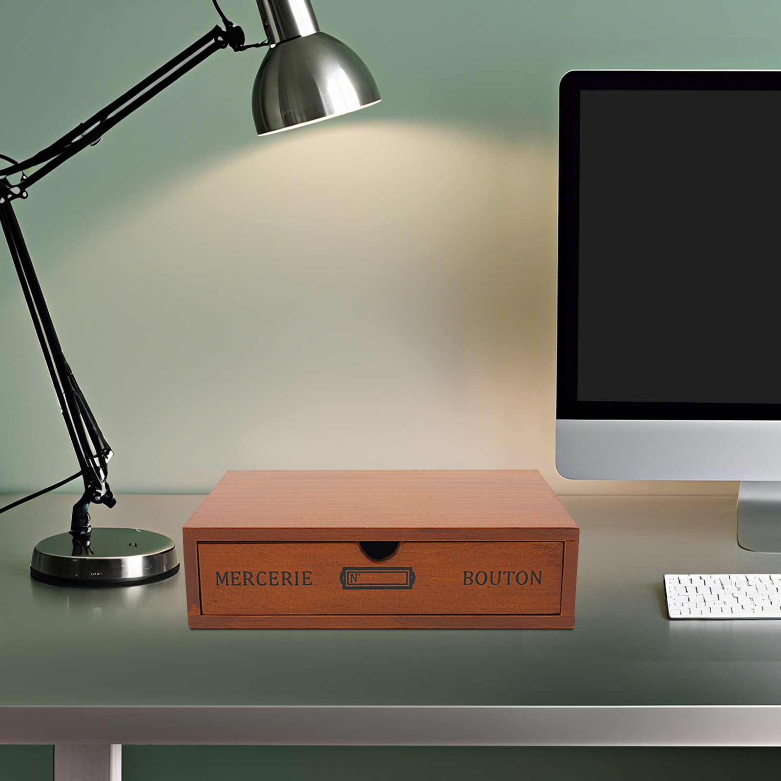 Single-Drawer Storage Box Table-Top Holder Case Wooden Desktop Jewelry Organizer