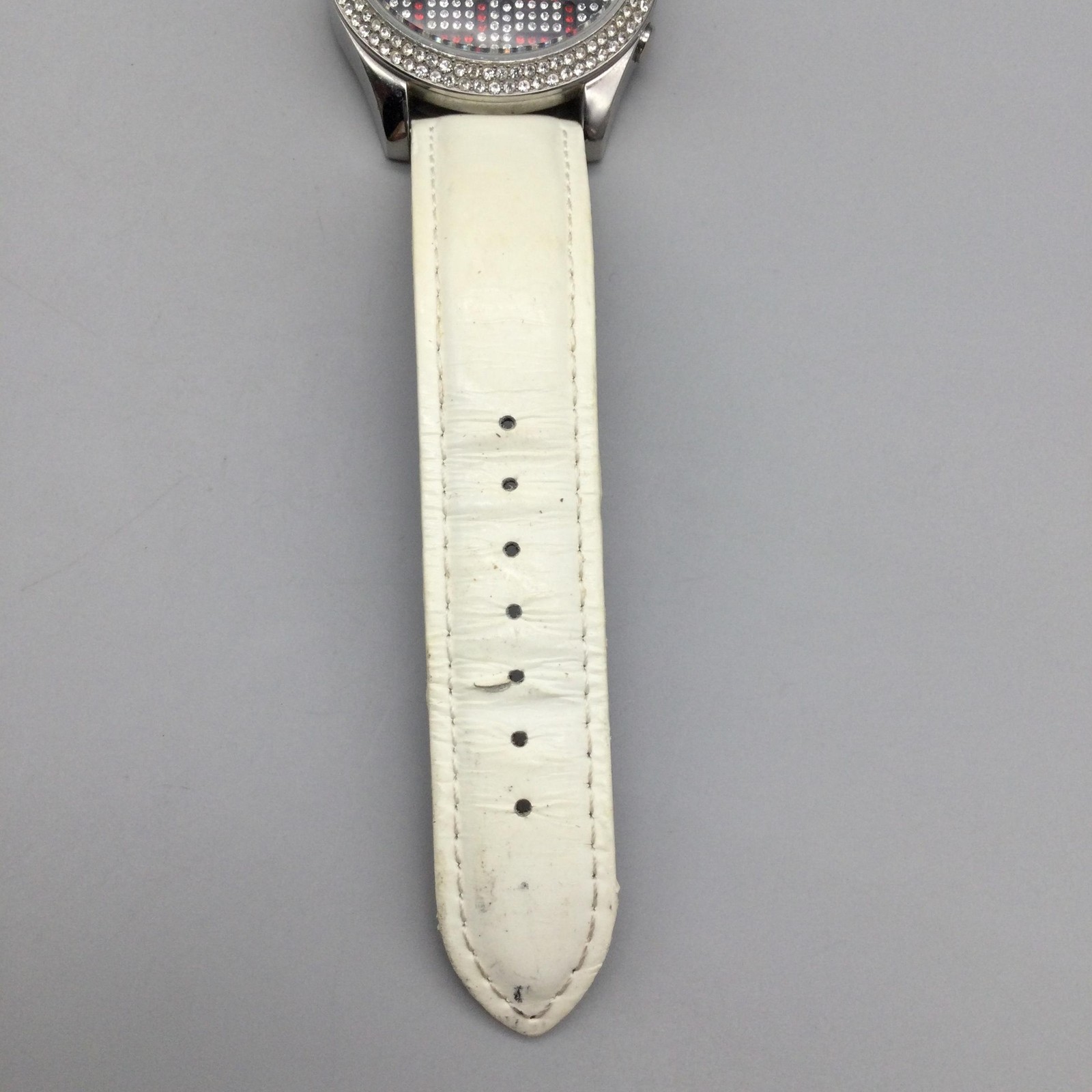 Phosphor Reveal Womens Watch 39mm Crystals LED Digital White Leather New Battery