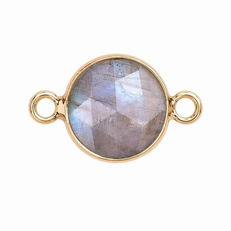 12PC Wholesale 11mm Round Natural Gemstone Connector Gold Charms for DIY Jewelry