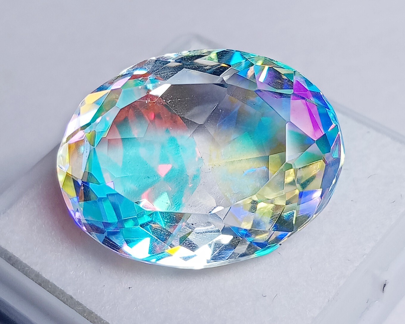 Flawless 23 Ct+ Loose Gemstone Natural Rainbow Mystic Topaz EGL Certified Oval