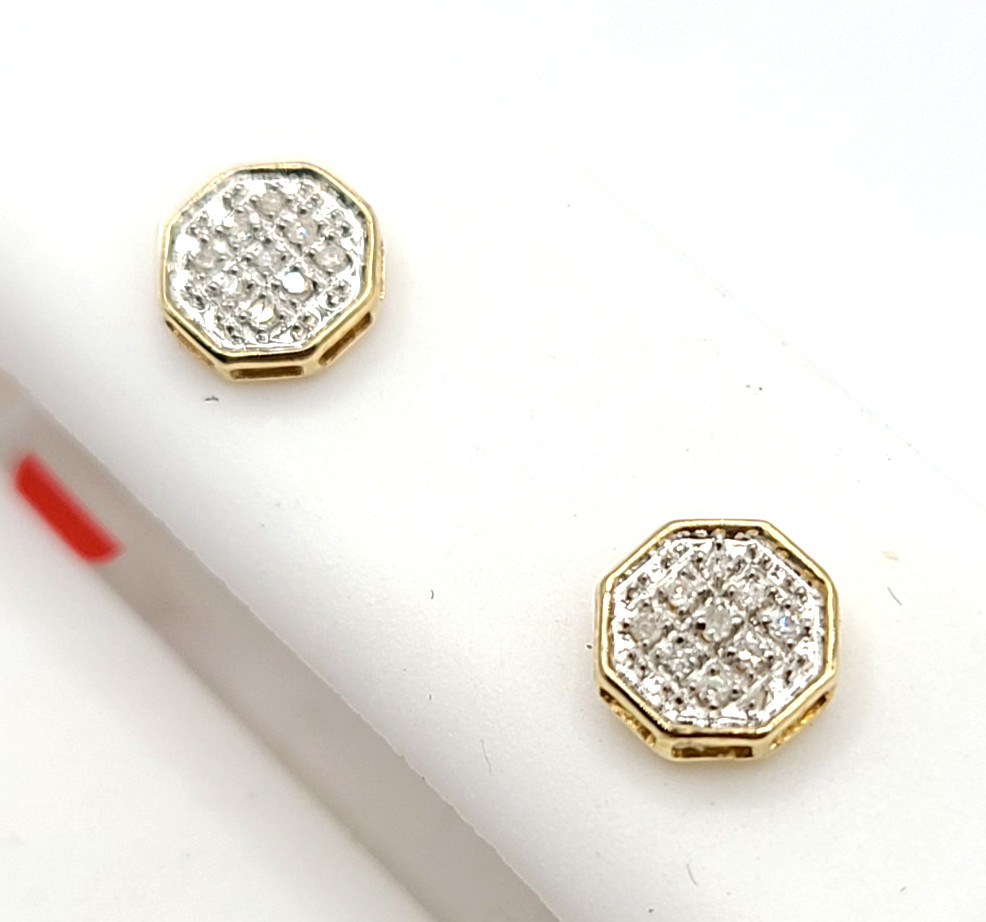 1/20 CT.(0.05ct) T.W. Square Composite Diamond Octagon Stud Earrings in 10K Gold