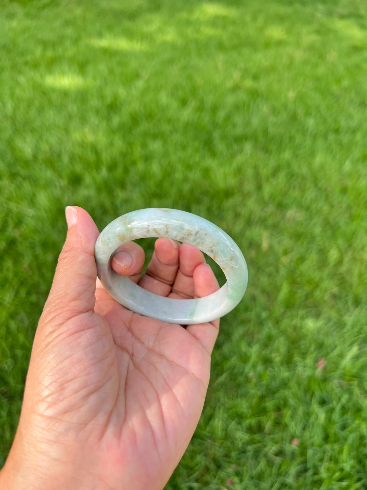 Lavender Green 100% Natural Grade A Jadeite Jade Bangle Bracelet 54.5mm H153
