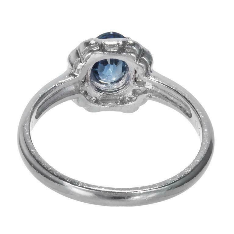 4ct Lab-Created Sapphire Engagement Ring Art Deco Design 9k White Gold Plated