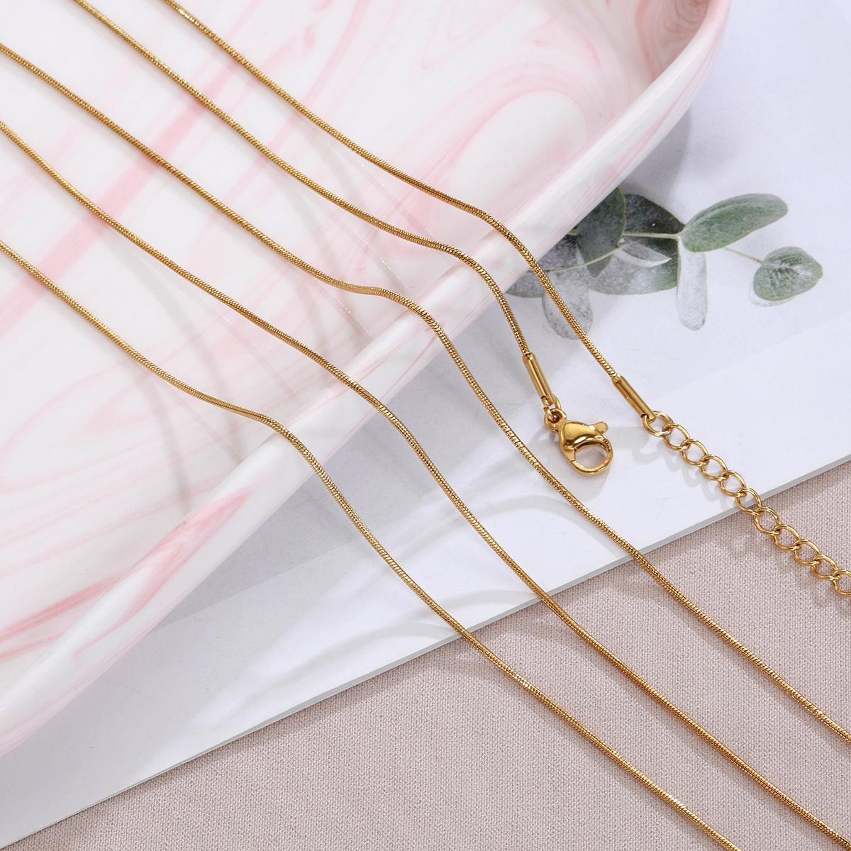 5pcs Snake Necklace Chains Stainless Steel 45+5cm Diy Jewelry Wholesale Unisex