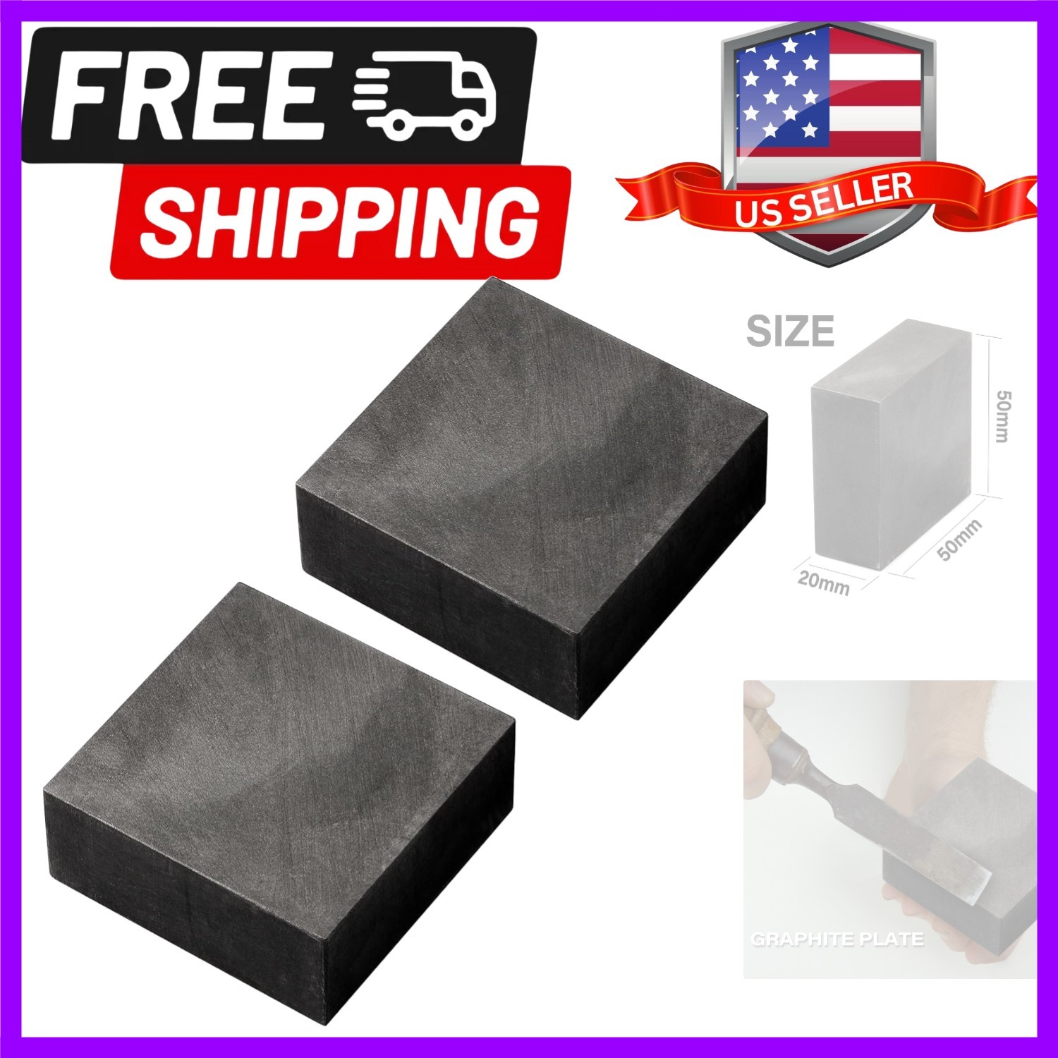 2 Packs Graphite Ingot Block 99.9% High Purity EDM Graphite Plate Blank Milli…