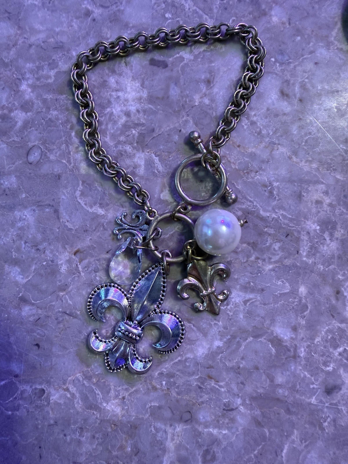 Vintage Brighton Fleur-de-Lis Multi-Charm Bracelet
