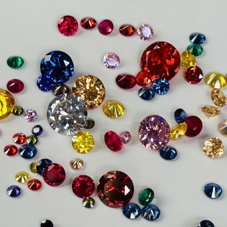 Bulk Semiprecious 6-7 MM Round Cubic Zirconia 25 Pcs Faceted Mix Size lot