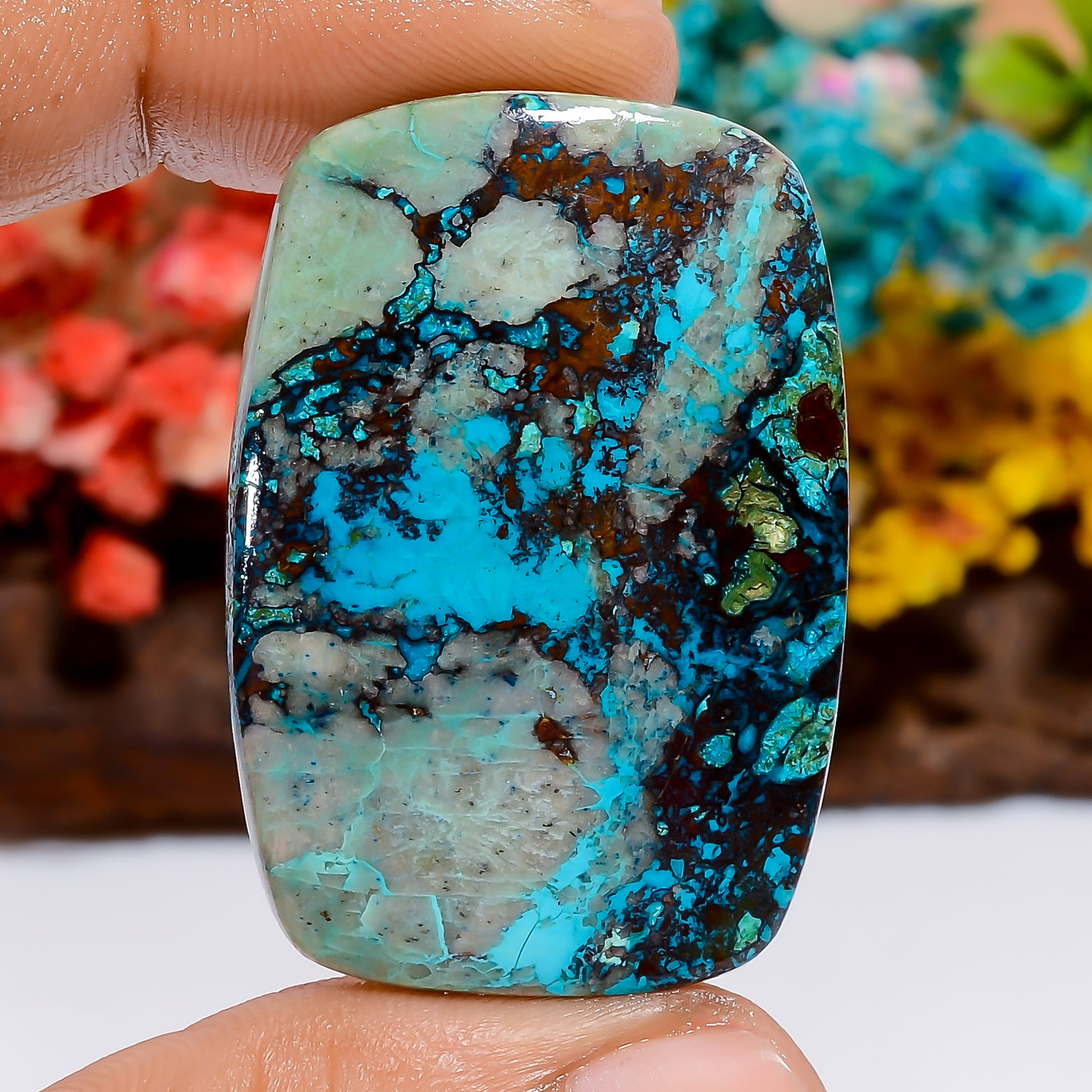 79 Ct. Natural Radiant Shattuckite Spiritual Cabochon Gemstone 39X26X5 mm