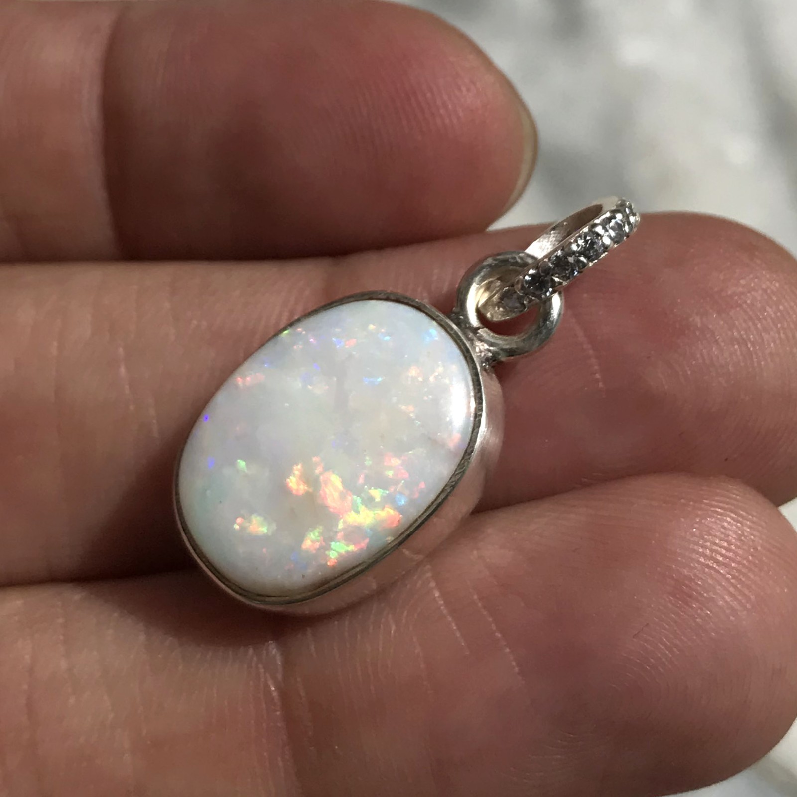 Natural Australian Multi Opal 925 Solid Sterling Silver Pendant Stone Size 17×13