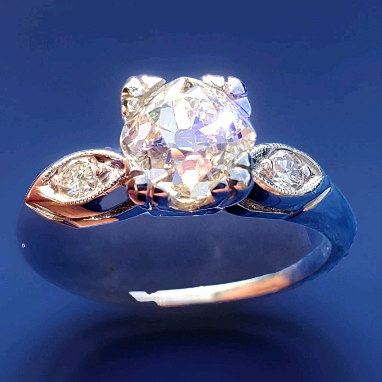 NATURAL EARTH MINED DIAMOND ORIGINAL Art DECO Engagement Ring PLATINUM Solitaire