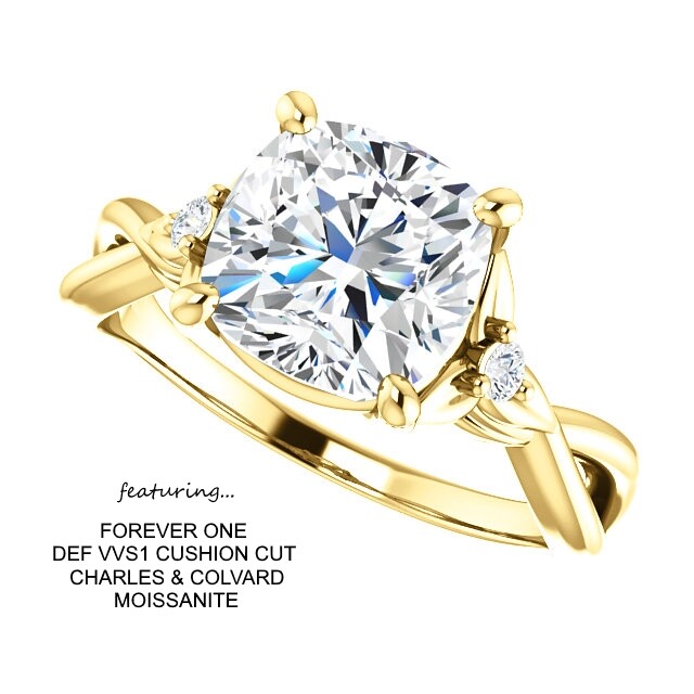 2.06 Carat Forever One DEF Moissanite Ring 14K Gold CHARLES & COLVARD