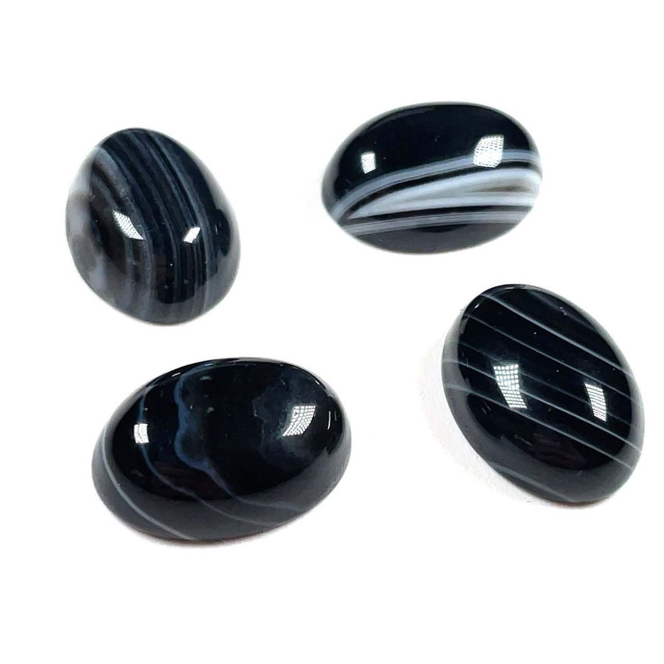 Natural Black Banded Agate Oval Cabochon 6x8mm To 12x16mm Loose Gemstone