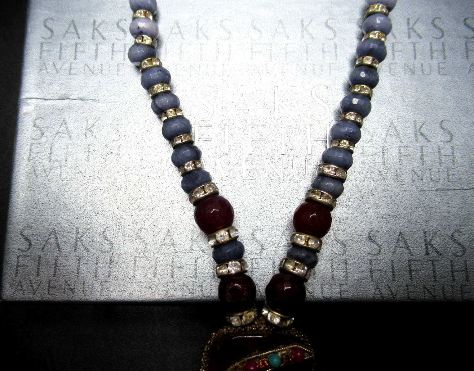 Genuine Gemstone Artisan Necklace In Original SAKS FIFTH AVE Box!