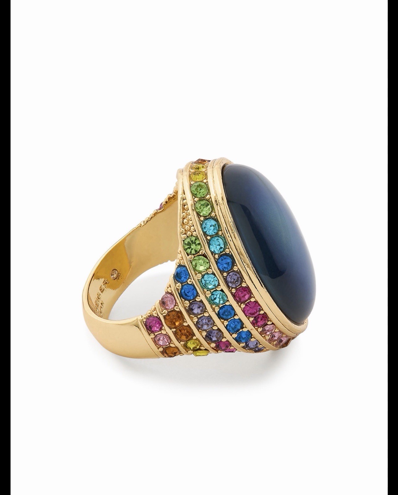 Kurt Geiger Sz 7 Oval Mood Gold-tone Ring with Cabochon and Multicolored Stones