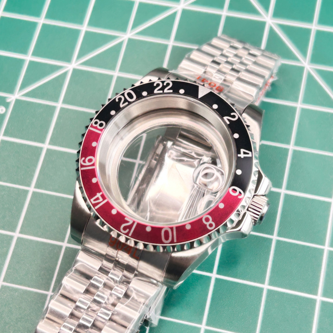 40mm Brushed Watch Case 200m Waterproof GMT Retro Coke Mod For Nh35 Nh36 Nh34