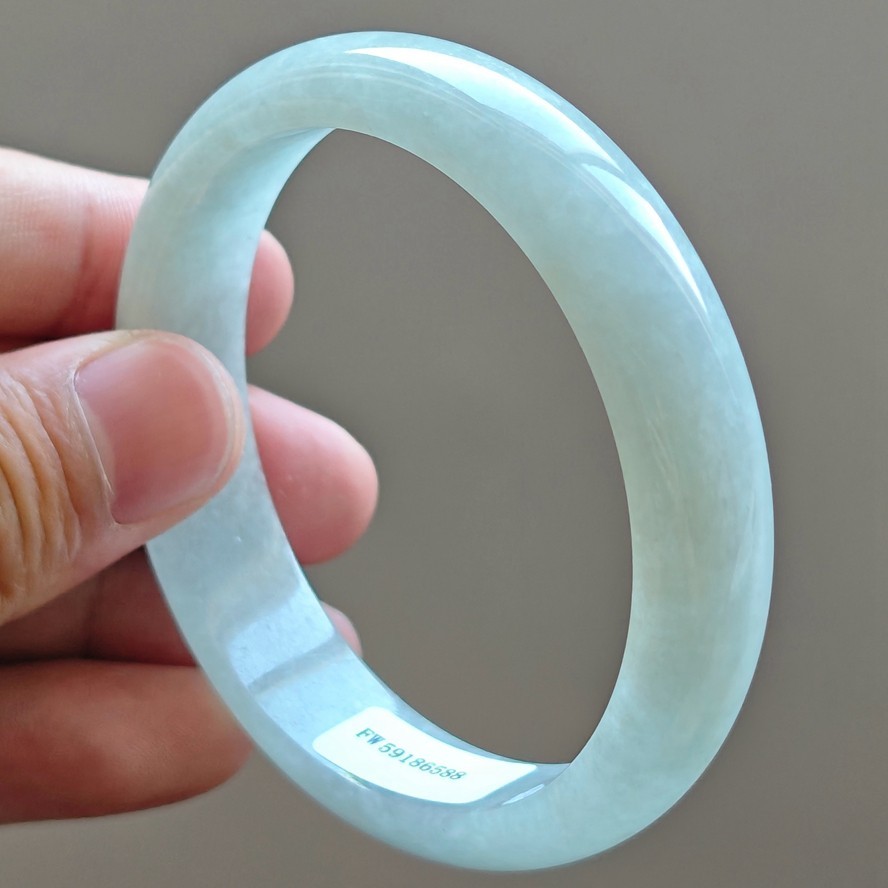 61mm Natural White Jadeite Jade Bracelets Burma Jade Bracelet Bangle 3424