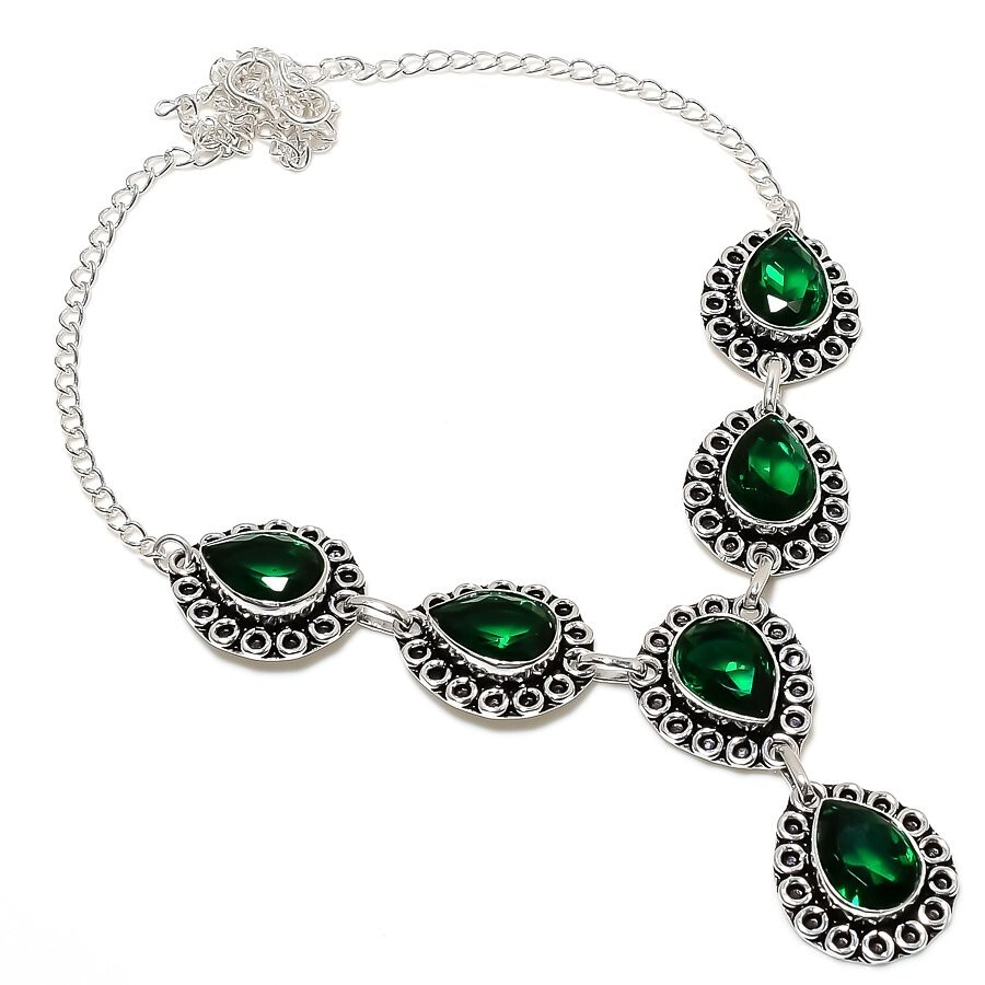 Chrome Diopside Gemstone 925 Sterling Silver Handmade Necklace Size 17-18″