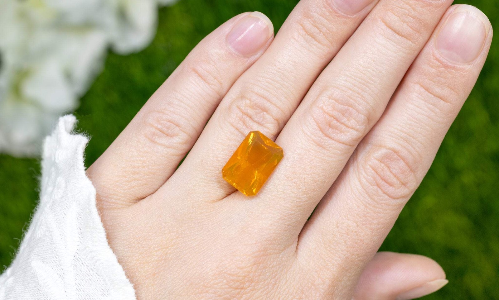 Natural Mexican Fire Opal 5.45ct Loose Gemstone Emerald Cut Play of Color
