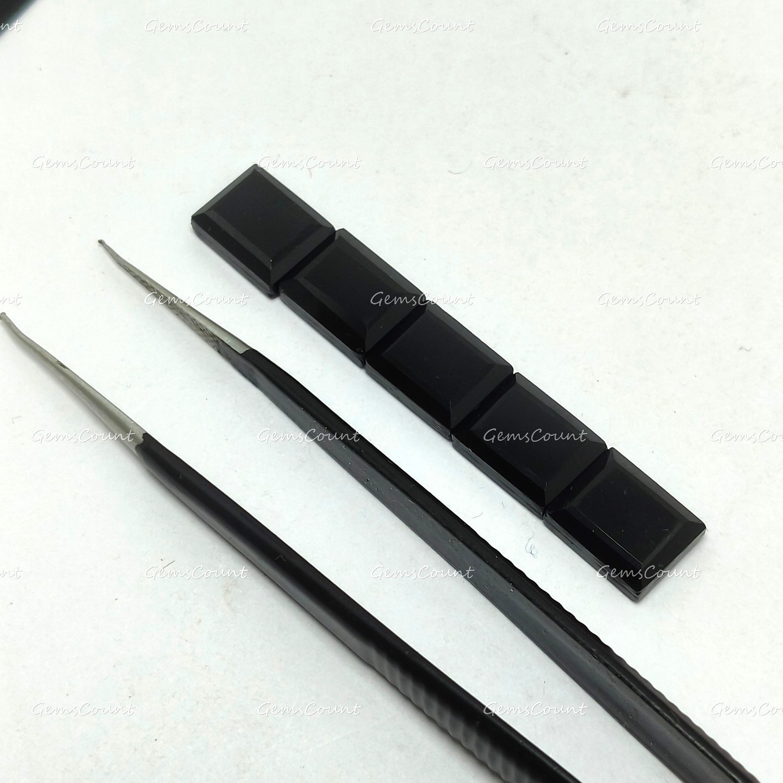 Natural Black Onyx Rectangle Flat Faceted Cut Smooth Gemstone 5x7mm-15x20mm